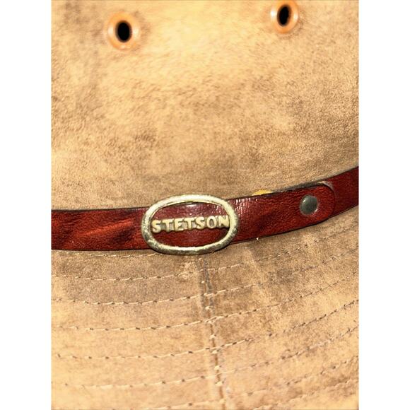 INDIANA JONES STETSON TEMPLE FEDORA HAT BROWN Suede Leather Band size Med - Picture 2 of 6